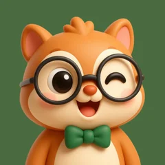 BillBuddy app icon: a cheerful squirrel with round glasses and a green bow tie