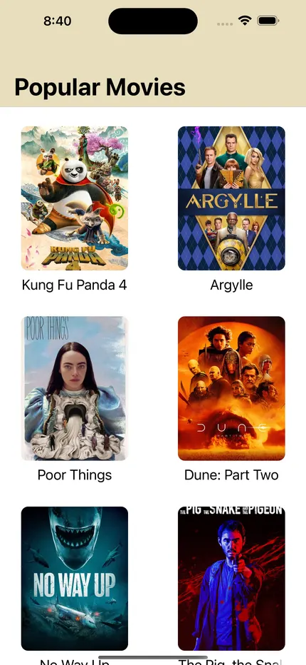 BlockbusterVault movie grid and movie details screens